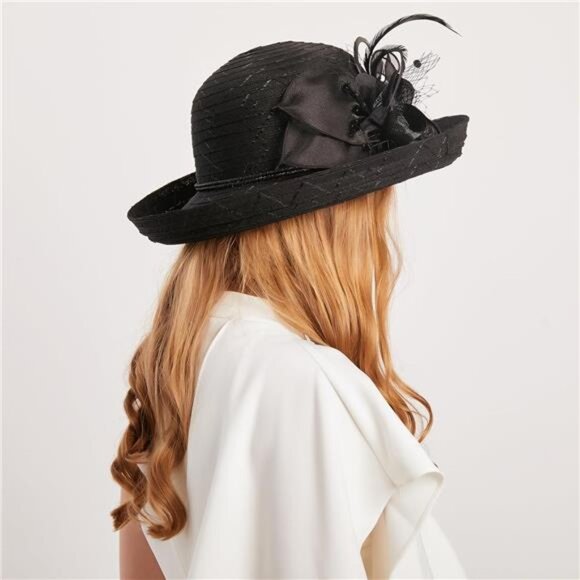Kentucky Derby Hats - Organza Hat Fascinator Hat Black3 main image 4